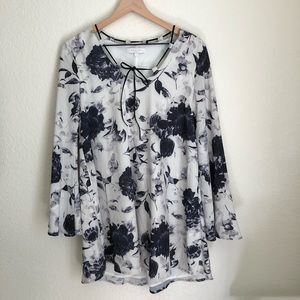 Beulah Floral Swing Tie Dress with Bell Sleeves